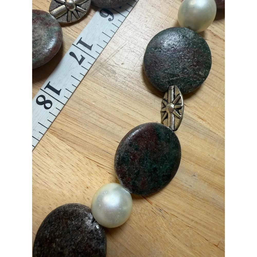 Boho Chunky Stone Faux‎ Pearl Southwestern Toggle Necklace Unbranded